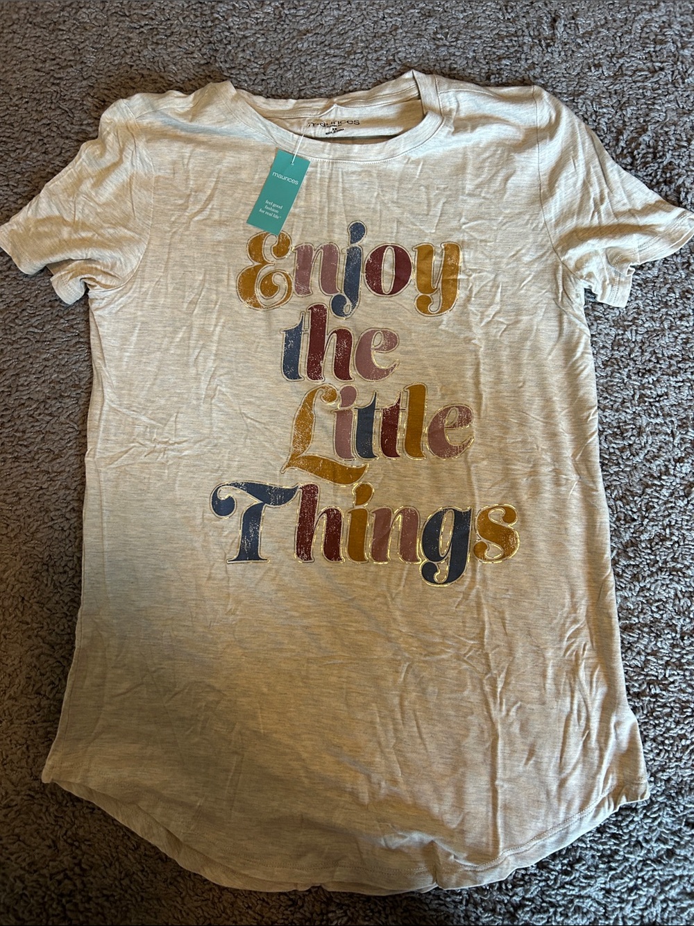 Maurices Cream Graphic Tee with Multicolor Retro Text